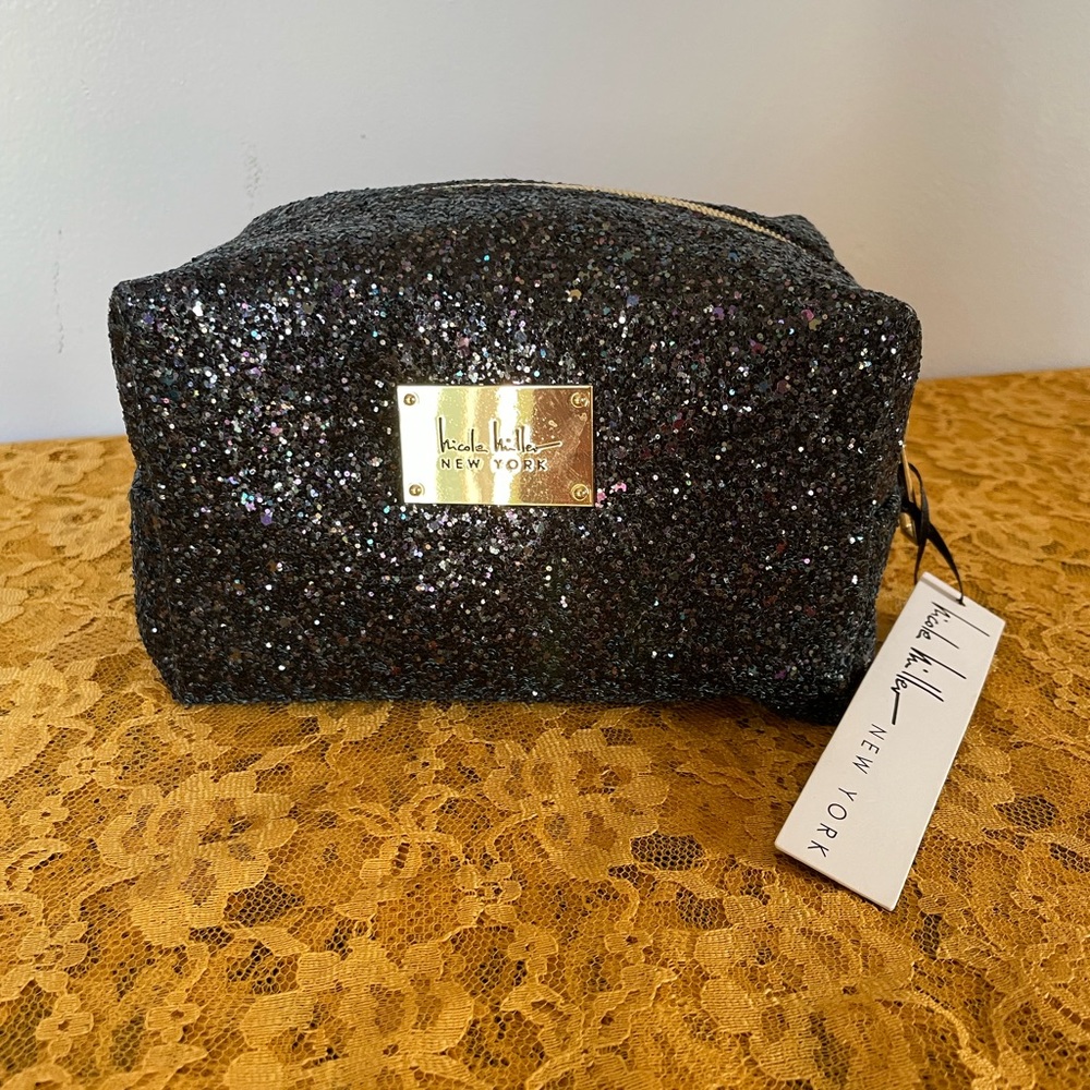 NWT with Minor Defects Nicole Miller New York Glitter Makeup Bag